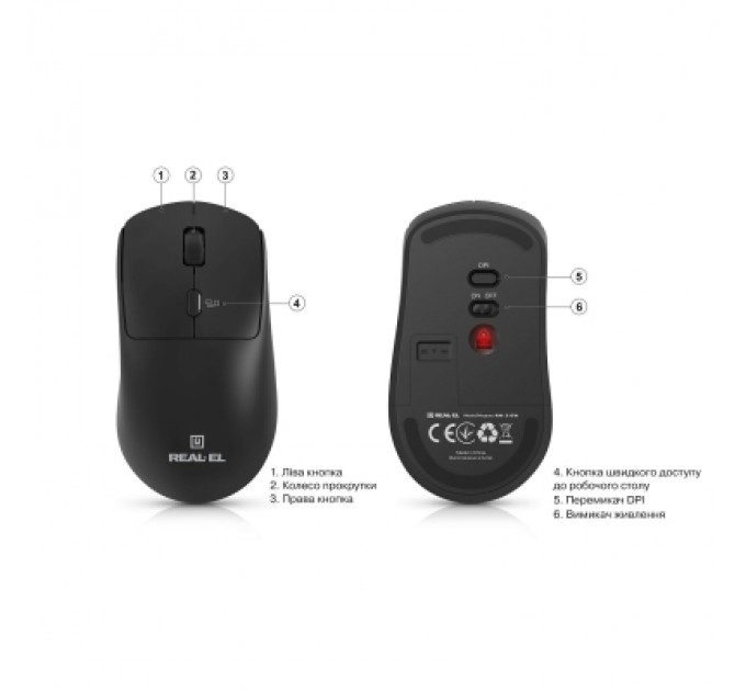 REAL-EL Мишка REAL-EL RM-317W Wireless Black (EL123200052)