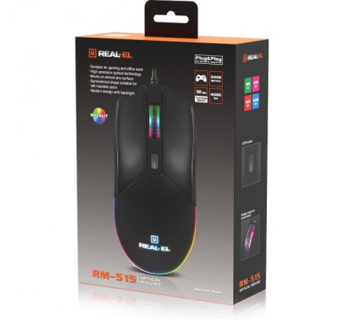 REAL-EL Мишка REAL-EL RM-515 USB Black (EL123200059)