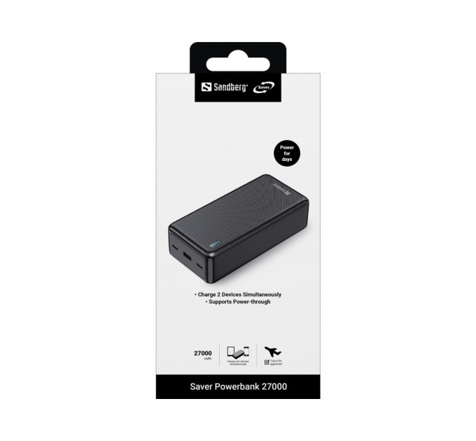 Sandberg Батарея універсальна Sandberg 27000mAh Saver PD/20W, QC/3.0/22,5W, power-through (320-43)