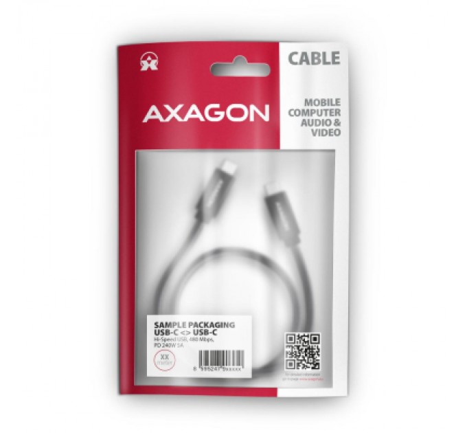 AXAGON Дата кабель USB-C to USB-C 1.0m USB 2.0 PD 240W 5A black AXAGON (BUCM2-CM10AB)