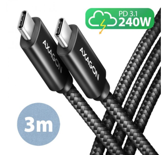 AXAGON Дата кабель USB-C to USB-C 3.0m USB 2.0 PD 240W 5A black AXAGON (BUCM2-CM30AB)
