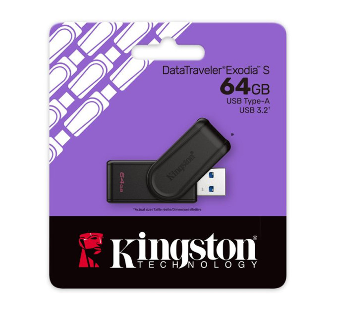 Kingston Флеш-накопичувач USB3.2 64GB Kingston DataTraveler Exodia S Black (DTXS/64GB)