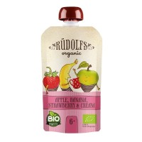 Дитяче пюре Rudolfs Смузі яблуко, полуниця, буряк з вершками 110 г (4751017943052)