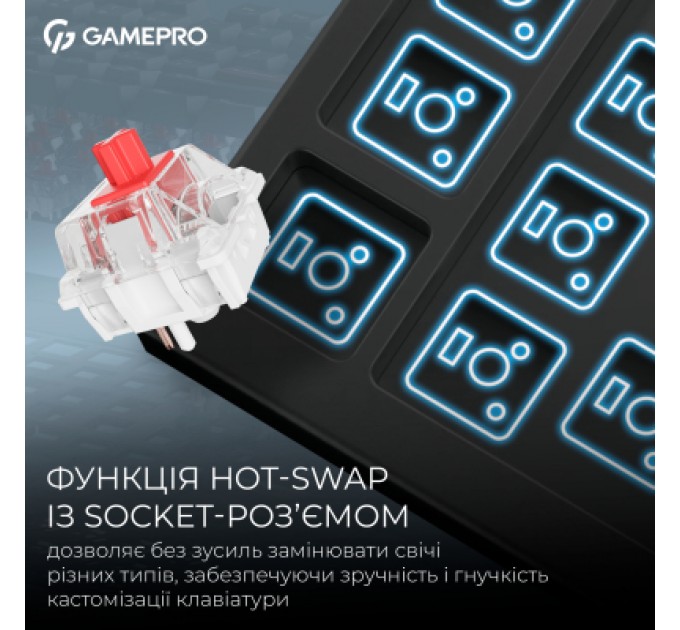 GamePro Клавіатура GamePro Asgard Ragnar Wireless/Bluetooth/USB UA Black (MK285BK)