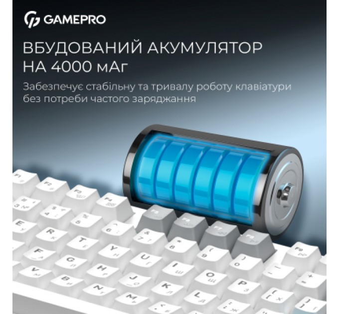 GamePro Клавіатура GamePro Asgard Ragnar Wireless/Bluetooth/USB UA White (MK285WH)
