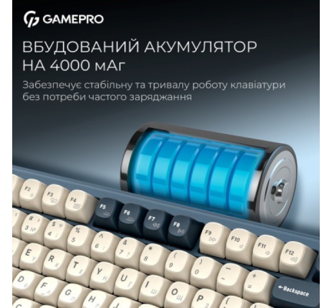 GamePro Клавіатура GamePro Asgard Yord Wireless/Bluetooth/USB UA Blue (MK266BL)