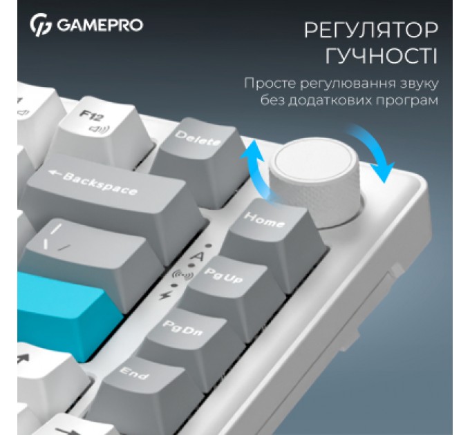 GamePro Клавіатура GamePro Asgard Yord Wireless/Bluetooth/USB UA White (MK266WH)