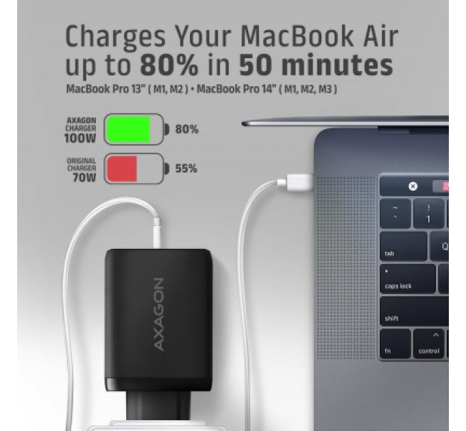 AXAGON Зарядний пристрій AXAGON 1xUSB + 2xUSB-C 100W QC4+ PD3.0 PPS black (ACU-DPQ100)