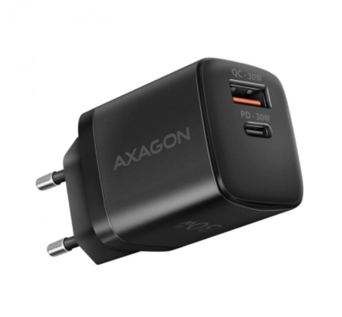 AXAGON Зарядний пристрій AXAGON 1xUSB QC4.0 + 1xUSB-C PD30W PPS black (ACU-PQ30)