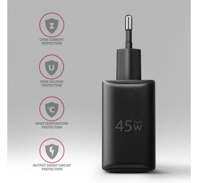 AXAGON Зарядний пристрій AXAGON 1xUSB QC4.0 + 1xUSB-C PD45W PPS black (ACU-PQ45)