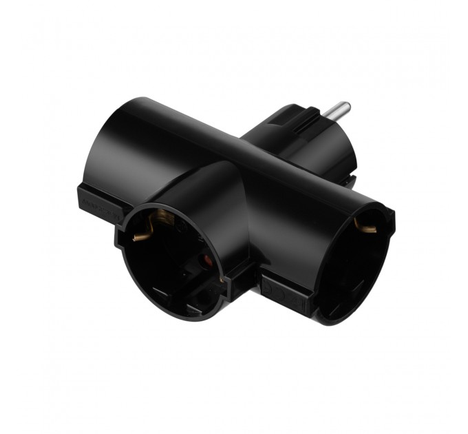 2E Мережевий адаптер 2E 3xТип F, 16A, чорний (2E-AD0103BK)