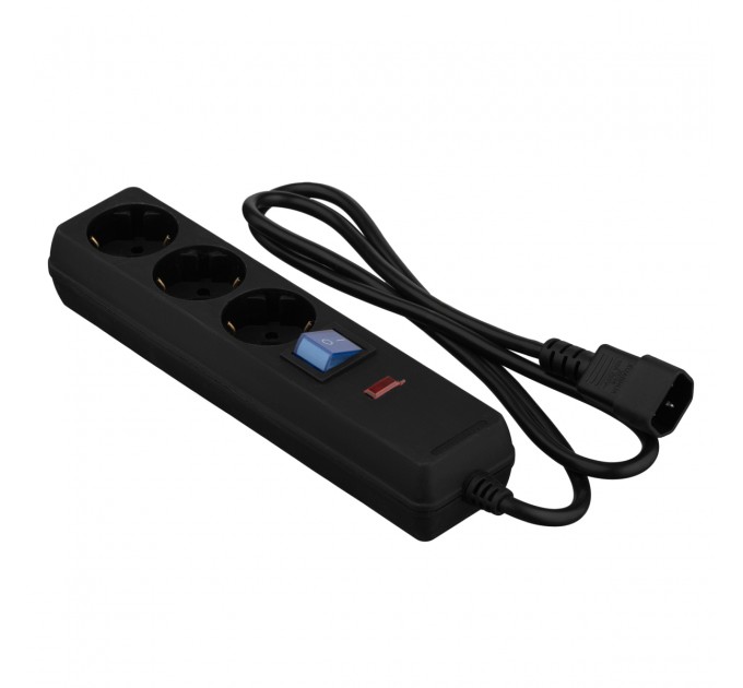 2E Фільтр живлення 2E 3 розетки, 1 м, черный (2E-U03C14M1BK)
