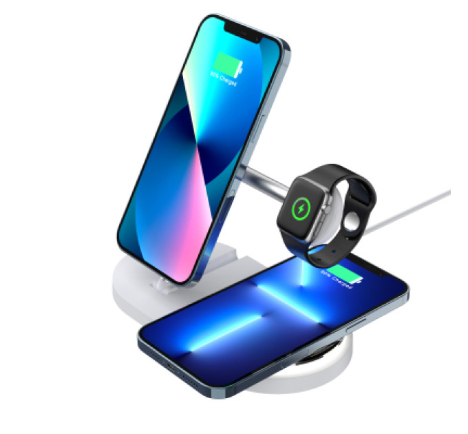 Armorstandart Зарядний пристрій Armorstandart Wireless Charging H101 3 in 1 Magnetic White (ARM78102)