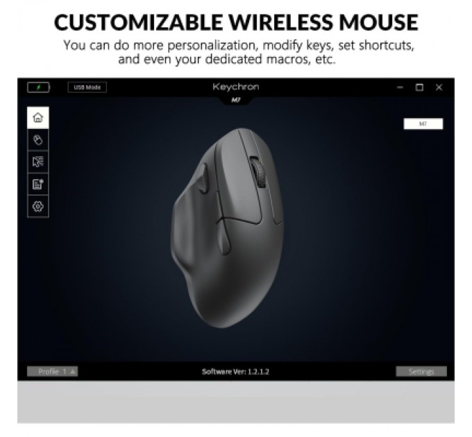 Keychron Мишка Keychron M7 Wireless/Bluetooth/USB White (M7-A3)