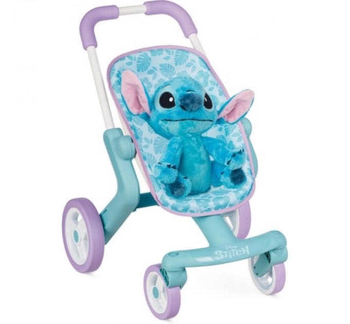 Smoby Коляска для ляльок Smoby Стіч. Прогулянка, з поворотними колесами та м'якою іграшкою (7600251225)