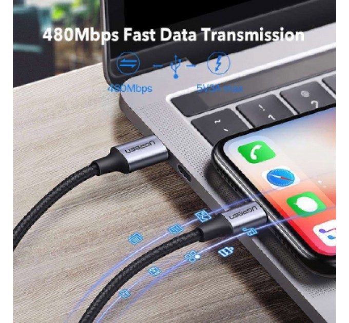 Ugreen Дата кабель USB-C to Lightning 1.0m 3A 60W US304 black UGREEN (60759)
