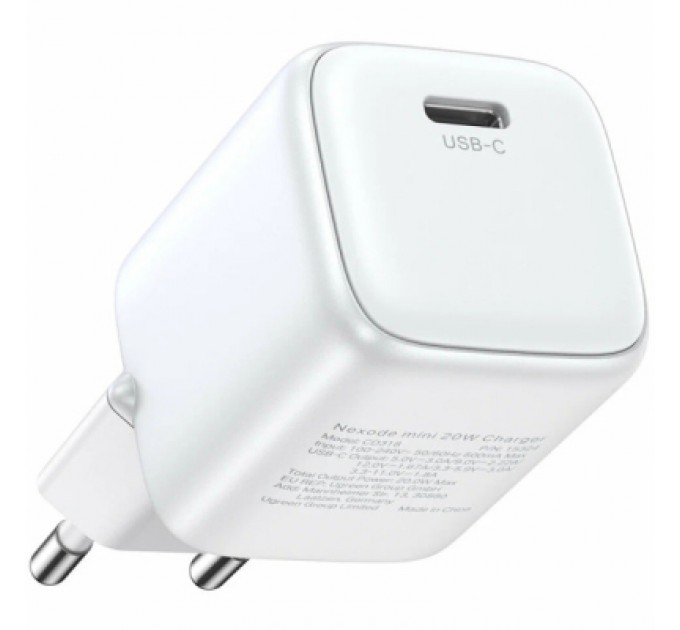 Ugreen Зарядний пристрій UGREEN USB-C PD20W GaN X512 white (55554)