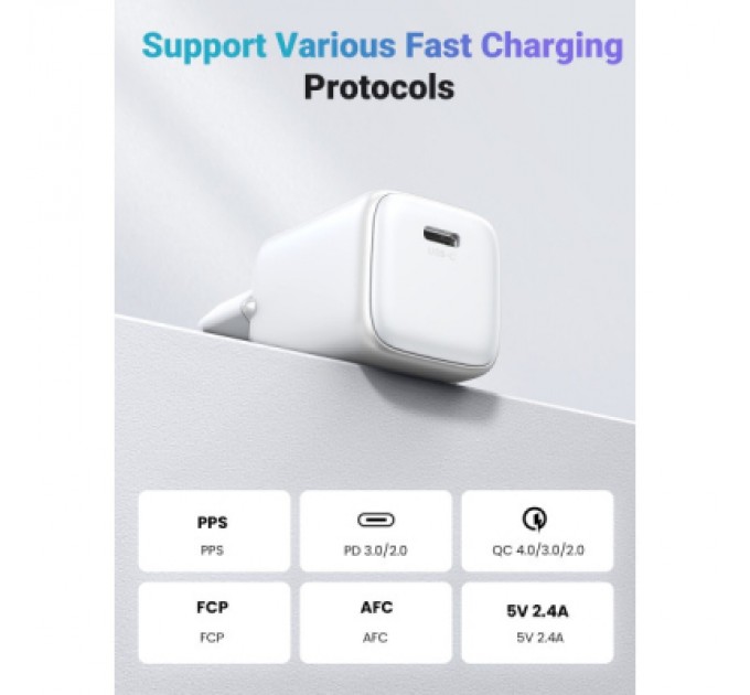 Ugreen Зарядний пристрій UGREEN USB-C PD20W GaN X512 white (55554)