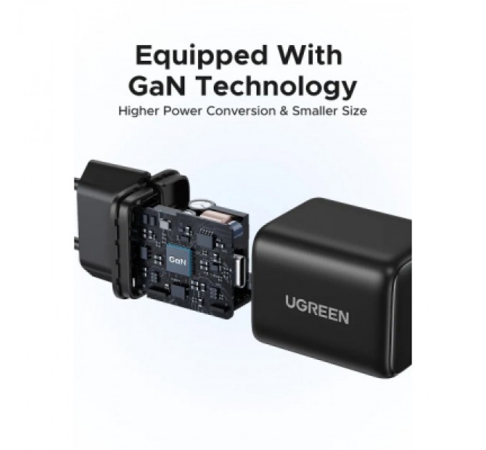 Ugreen Зарядний пристрій UGREEN USB-C PD20W GaN X512 black (55553)