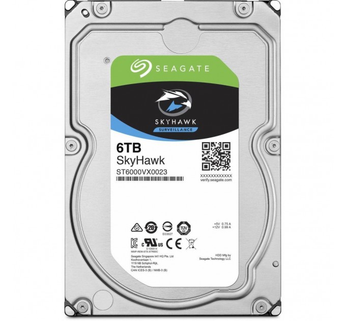 Seagate Накопичувач HDD SATA 6.0TB Seagate SkyHawk Surveillance 256MB (ST6000VX0003)_Refurbished