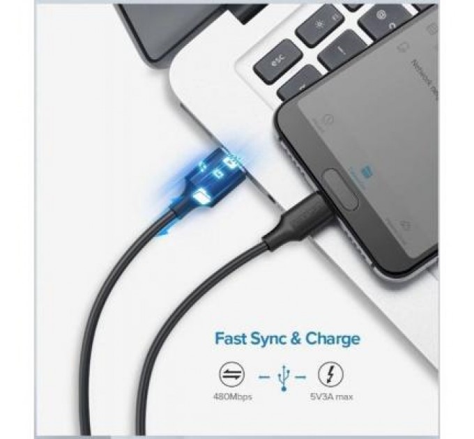 Ugreen Дата кабель USB 2.0 AM to Type-C 1.0m US287 Black Ugreen (60116)