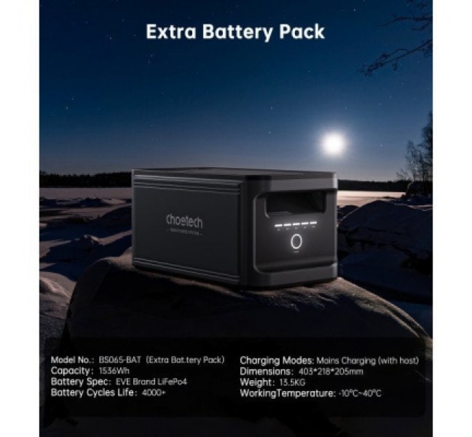 Choetech Додаткова батарея для зарядної станції Choetech BS065-BAT-BK 1536Wh (BS065-BAT-BK)