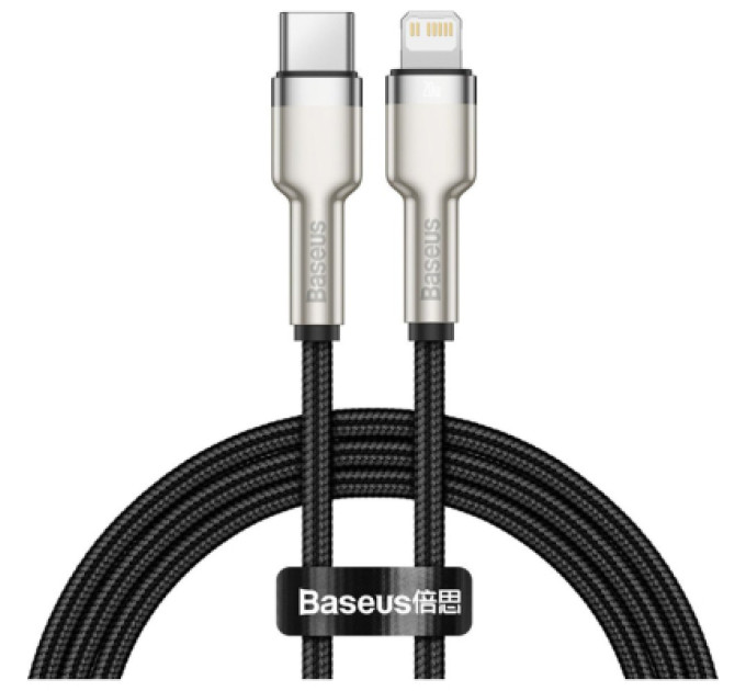 Baseus Дата кабель USB-C to Lightning 1.0m Cafule Metal PD 20W black Baseus (CATLJK-A01)
