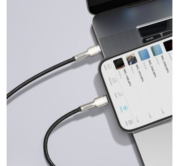 Baseus Дата кабель USB-C to Lightning 1.0m Cafule Metal PD 20W black Baseus (CATLJK-A01)