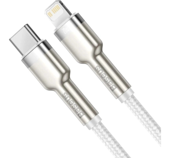 Baseus Дата кабель USB-C to Lightning 1.0m Cafule Metal PD 20W white Baseus (CATLJK-A02)