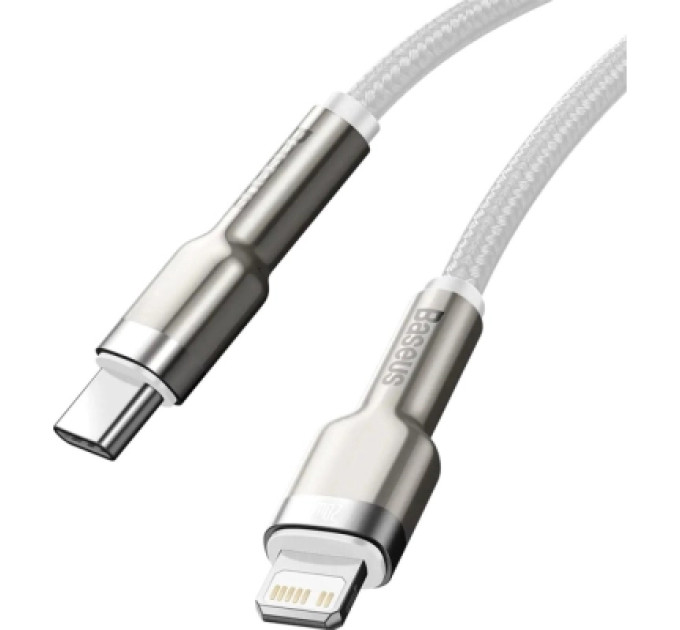 Baseus Дата кабель USB-C to Lightning 1.0m Cafule Metal PD 20W white Baseus (CATLJK-A02)