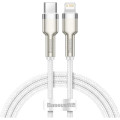Baseus Дата кабель USB-C to Lightning 2.0m Cafule Metal PD 20W white Baseus (CATLJK-B02)