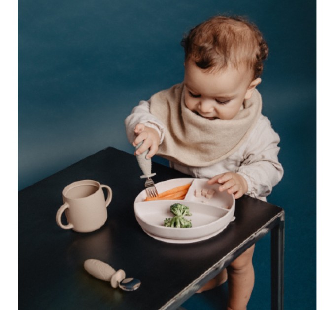 Suavinex Набір дитячого посуду Suavinex Colour Essence столові прибори зі сталі (ложка, виделка) бежеві (402924)