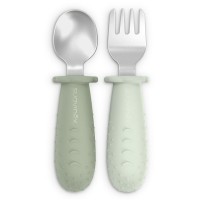 Набір дитячого посуду Suavinex Colour Essence столові прибори зі сталі (ложка, виделка) зелені (402912)