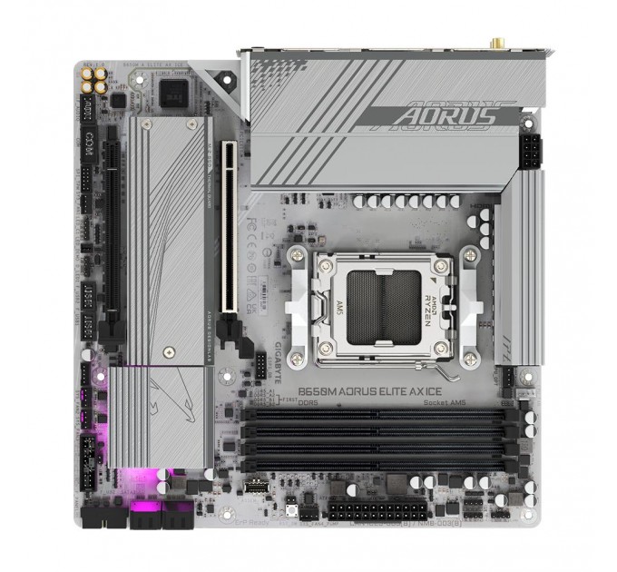 GIGABYTE Материнська плата AMD B650 SAM5 MATX B650M A ELITE AX ICE GIGABYTE