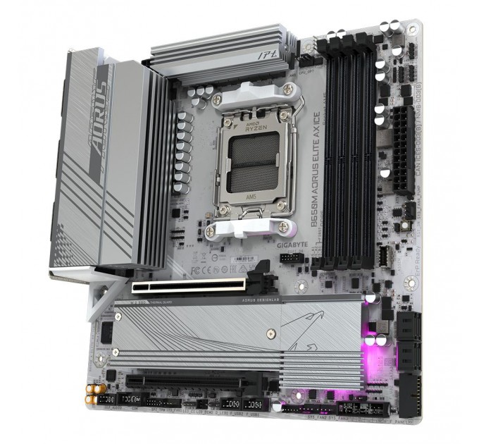 GIGABYTE Материнська плата AMD B650 SAM5 MATX B650M A ELITE AX ICE GIGABYTE