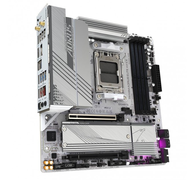 GIGABYTE Материнська плата AMD B650 SAM5 MATX B650M A ELITE AX ICE GIGABYTE