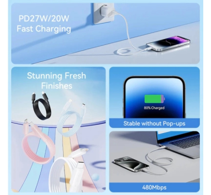 Vention Дата кабель USB-C to Lightning 2.0m 3A black Vention (LAKBH)