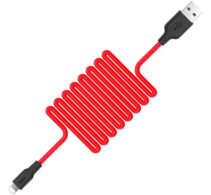 HOCO Дата кабель USB 2.0 AM to Lightning 1.0m 2A silicone X21 black+red HOCO (6957531071372)