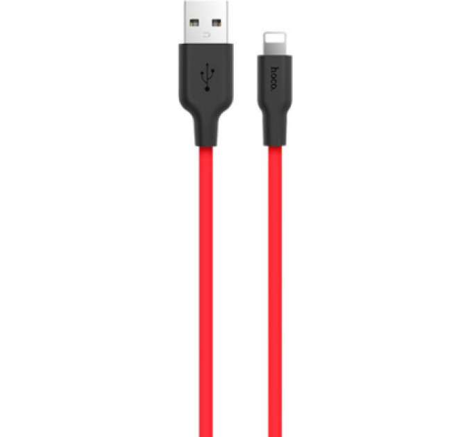 HOCO Дата кабель USB 2.0 AM to Lightning 1.0m 2A silicone X21 black+red HOCO (6957531071372)