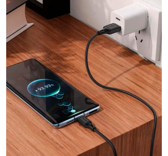 HOCO Дата кабель USB-C to USB-C 1.0m Cool silicone X90 black HOCO (6931474788443)