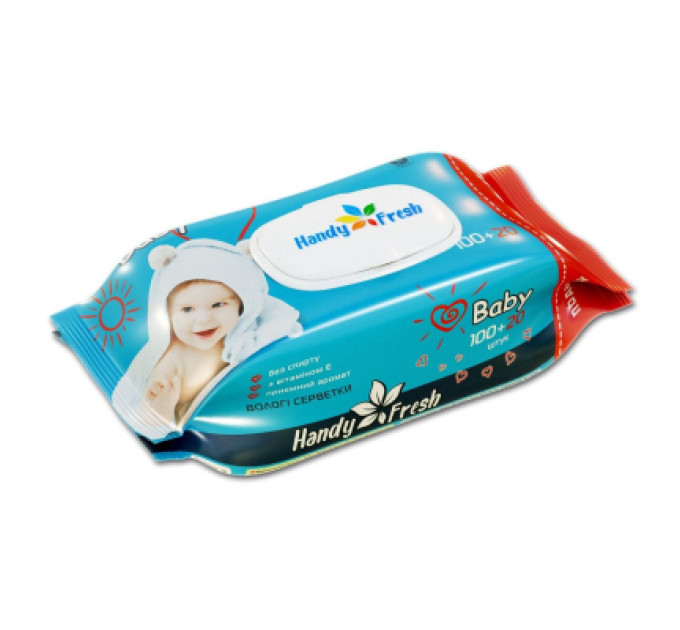 Handy Fresh Дитячі вологі серветки Handy Fresh з клапаном, 100+20 шт (4820237500229)
