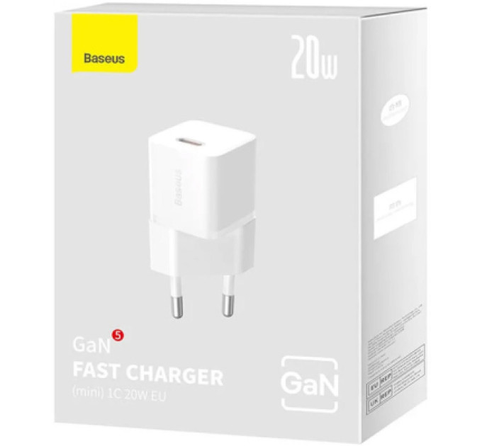 Baseus Зарядний пристрій Baseus GaN5 Fast Charger USB-C 20W white (CCGN050102)