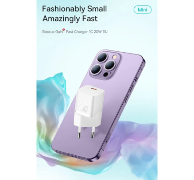 Baseus Зарядний пристрій Baseus GaN5 Fast Charger USB-C 20W white (CCGN050102)