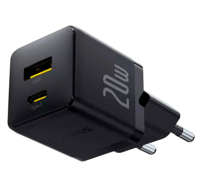 Baseus Зарядний пристрій Baseus Palm Fast Charger C+U 20W black (P10111608113-00)
