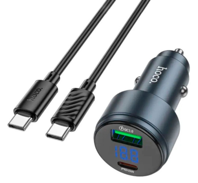HOCO Зарядний пристрій HOCO HOCO Z57 Glorious single-port USB -C PD30W + cable USB-C Metal Gray (6942007633062)