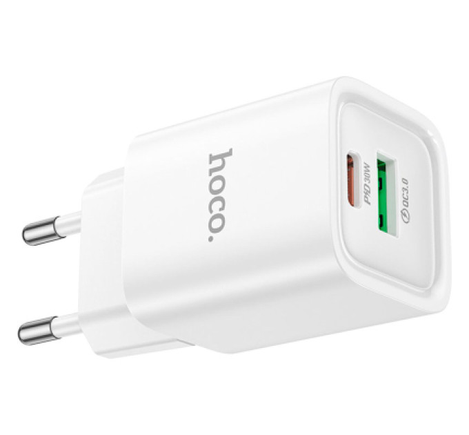 HOCO Зарядний пристрій HOCO C149A Charm 1xUSB-C PD30W + 1xUSB QC3.0 White (6942007630337)