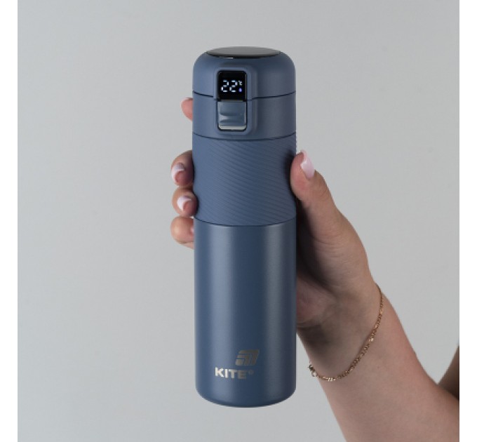 Kite Термокружка Kite 1227 з термодатчиком 450 мл синій (K25-1227-2)