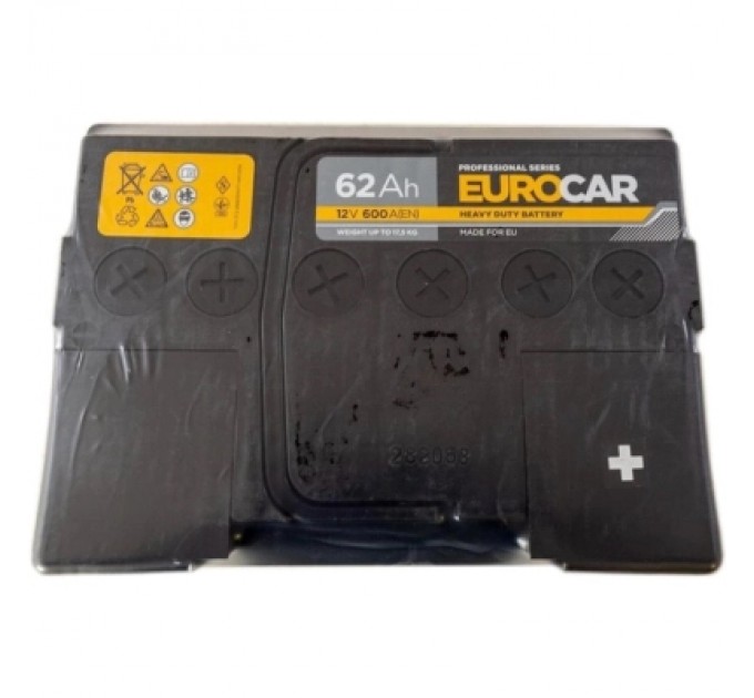 EUROCAR Акумулятор автомобільний EUROCAR 6СТ-62АЗ (0) (-/+) (L2) 600А12V (E)