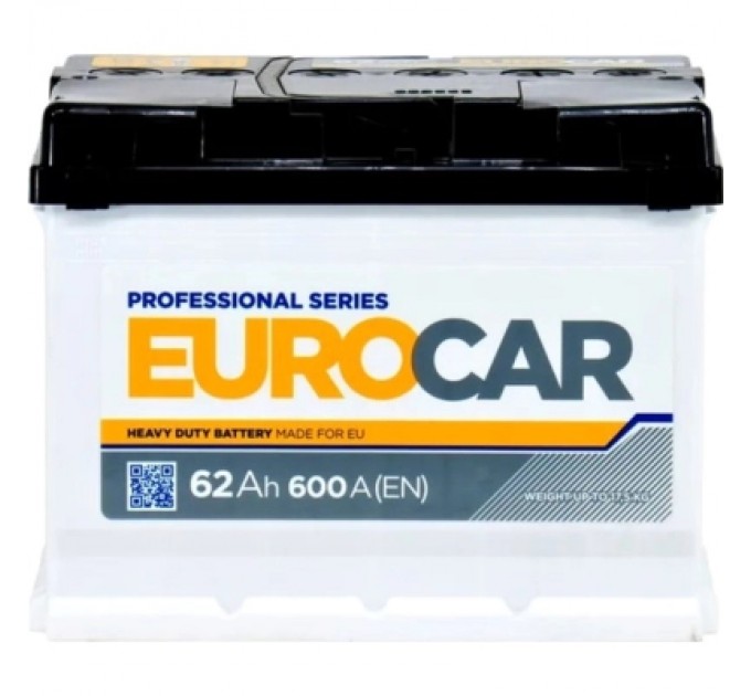 EUROCAR Акумулятор автомобільний EUROCAR 6СТ-62АЗ (0) (-/+) (L2) 600А12V (E)