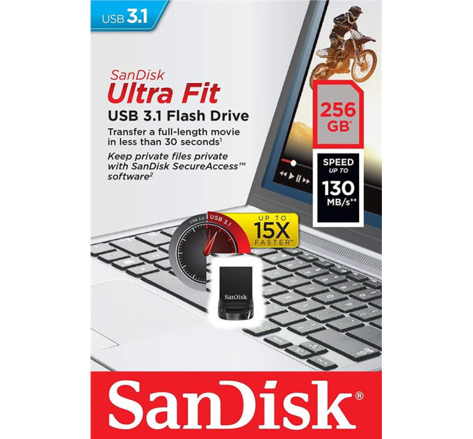 SanDisk USB флеш накопичувач SanDisk 256GB Ultra Fit USB 3.1 (SDCZ430-256G-G46)